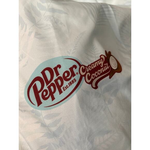 Men's Camp shirt lightweight Dr. Pepper white/light blue tropical leaf print LG - Picture 2 of 6